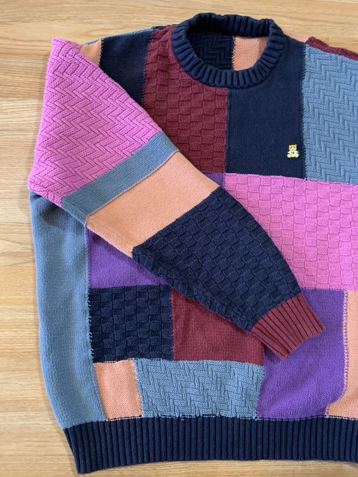 Teddy Fresh Multicolor Patchwork Knit Sweater Cre… - image 6
