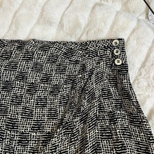 Vintage Carole Little 90s 8/10 Abstract Wrap Button Linear Midi High Waist Skirt