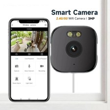 Window Security Camera WiFi 2.4/5GHz 3MP Full Color Night Vision Indoor Mount Uk