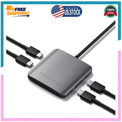 Satechi USB-C Hub: 4-in-1 with 100W Pass-Through & 10Gbps USB 3.2 Space Gray