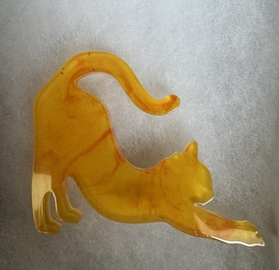 Handcrafted Resin Ginger  Cat Tiger Pet Pin / Brooch