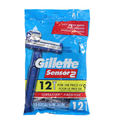 Gillette Sensor2 Fixed Head Men's Disposable Razors, 12 Count