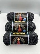 NEW Lion Brand Homespun Yarn 312 Edwardian Gray Black Skein Lot of 3