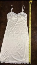 Vintage White Nylon Silk Slip Dress Size Medium Night Gown