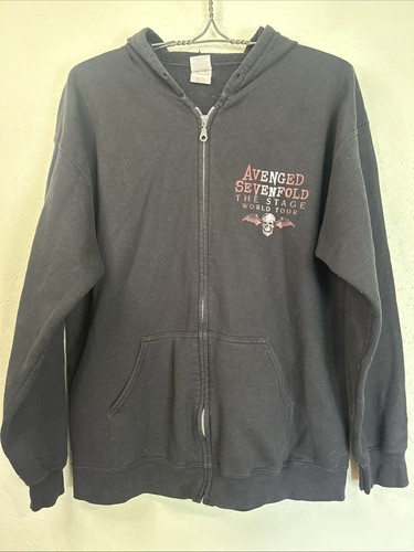 Avenged Sevenfold The Stage World Tour Concert Hoodie L Black Skeleton Zip Up