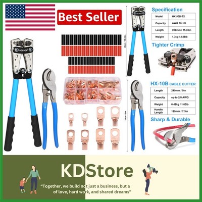 Versatile Battery Crimping Tool Set for Automotive & Marine - 62PCS Included