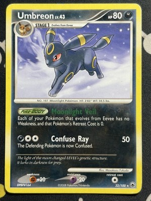 Pokémon TCG Umbreon lvl 43 32/100 Rare Non Holo Majestic Dawn HP 80