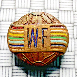 Vintage WF Woodcraft Folk Span The World Friendship Metal Brooch Pin Badge 19mm