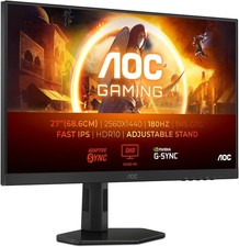AOC Q27G4XF 27 inch WQHD Gaming Monitor 180Hz, Fast IPS Panel, 0.5ms MPRT, Adapt