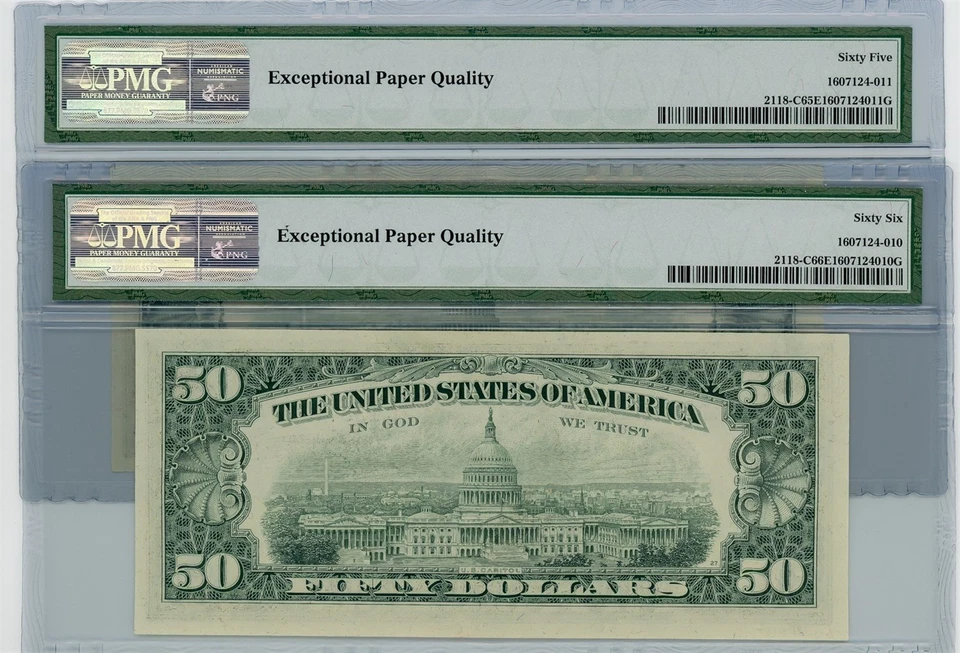 Fr. 2118-C $50 1974 Federal Reserve Note 2 Consecutive 65-66 EPQ PMG DC-2577 - Image 2 of 3