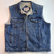 Vintage Denim Vest Lined Large Current Seen Fashion Outerwear 90's 80's