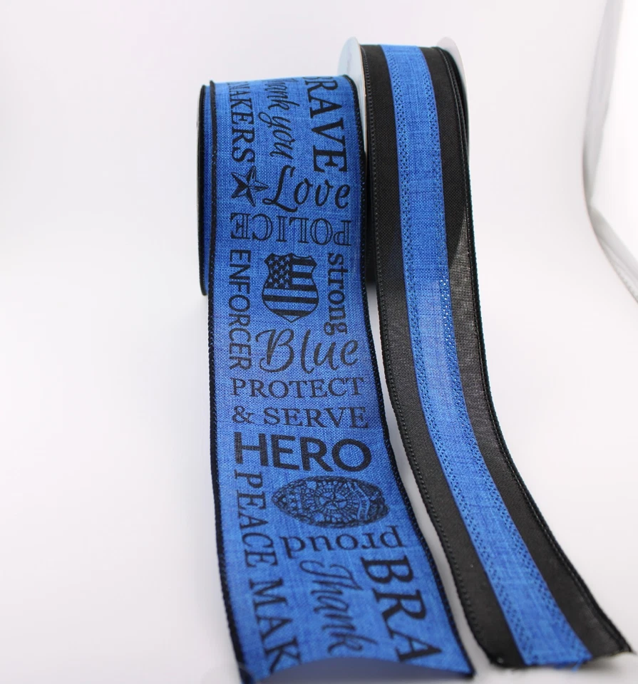 Ribbon Decorative Wreaths Grosgrain Law Enforcement Crafts thin blue line - Image 3 of 4