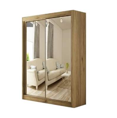 Armoire Elsa comprenant 2 portes coulissantes avec miroir tringle à... - Photo 1/4