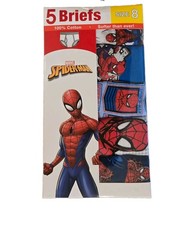 Marvel Spider-Man 5 Pack Boys Briefs Size 8 100 Cotton NEW