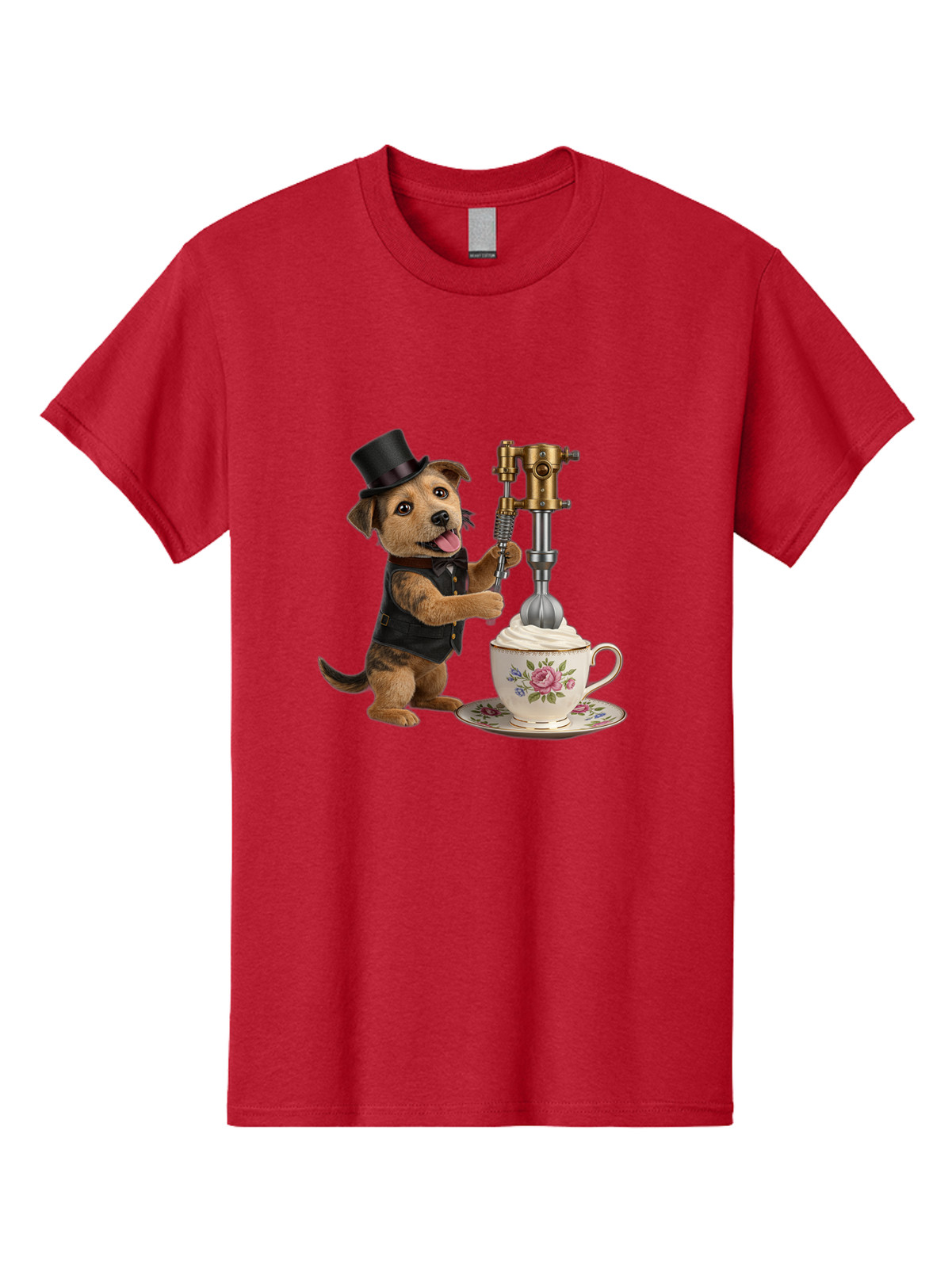Dog-Whipping-Cream Mens Graphic Tee, 100% Cotton, Casual Summer Wear
