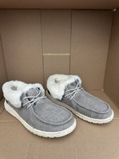 Hey Dude Britt Charcoal Gray Faux Fur Tacked Foldover Booties Size 8