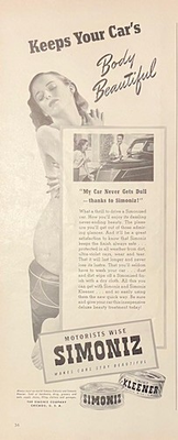 #ad 1940#x27;s Vintage Original Antique Simoniz Car Cleaner w Sexy Woman Noir Neat AD $19.99