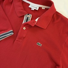 Lacoste Men s Red Slim Fit Cotton Short Sleeve Polo Shirt Golf Casual FA10760