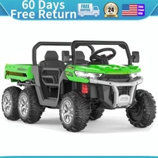24V Two Seaters Ride On Dump Truck with Electric Dump Bed 6 Wheeler Kids UTV