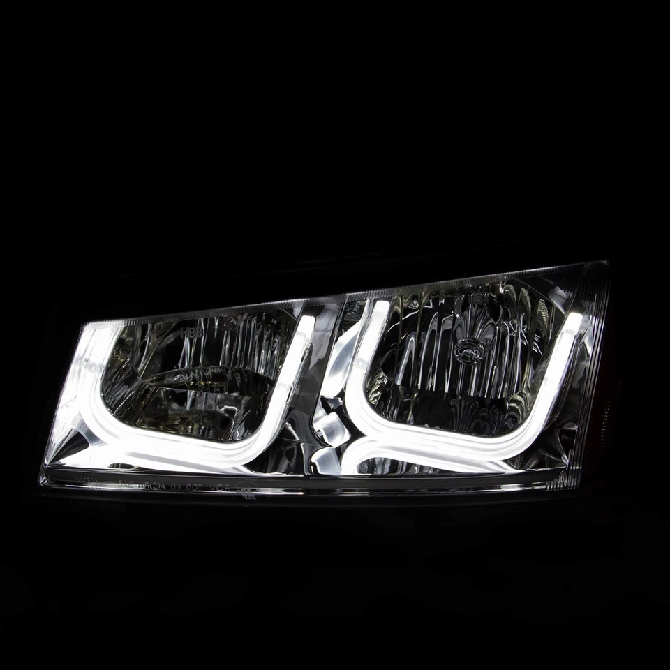 AnzoUSA 111313 CHEVY SILVERADO/AVALANCHE 03-06 CRYSTAL HEADLIGHTS U-BAR CHROME - Image 3 of 4