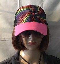 Busch Gardens Logo Pink Peak/Black/Rainbow spots Baseball Cap NWT