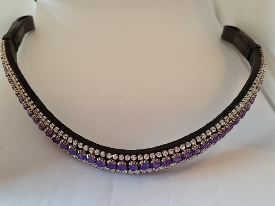 Emerald Green U Shaped Patterned Diamanté Crystals Padded Leather Horse