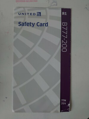 United Boeing 777-200 R1 77H/77Y Safety Card  