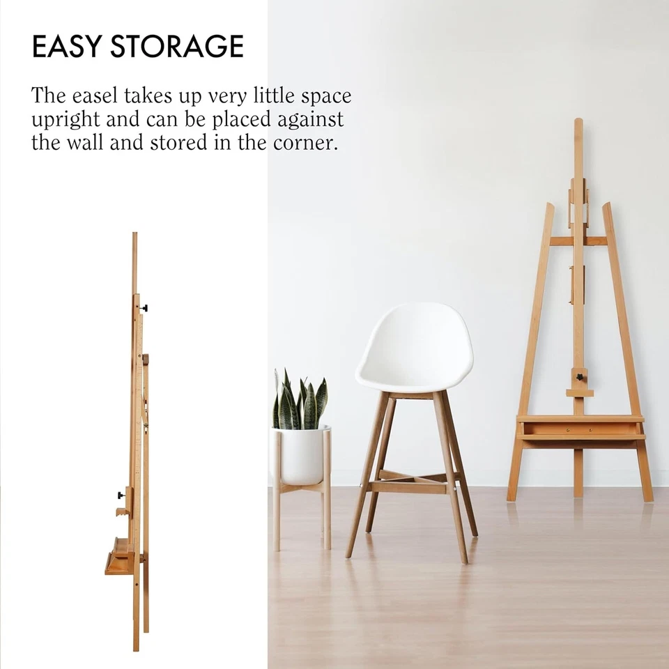 Caballete grande para pintores de madera maciza de haya ARTIFY con soporte para cepillo para adultos Foto 4 de 4