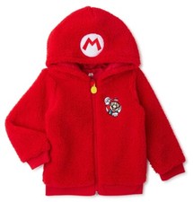 Kids Nintendo Super Mario Brother Boy Girl Zip Hoodie Jacket Costume 2T 3T 4T 5T