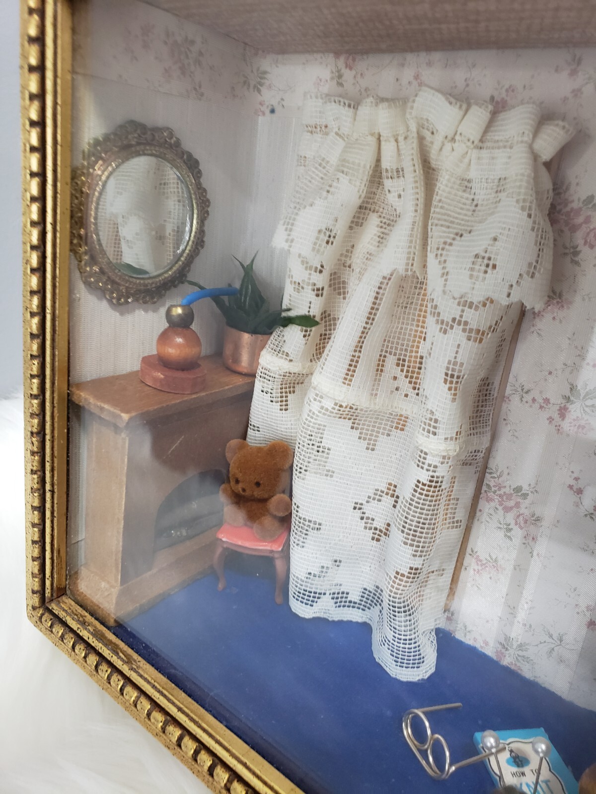 Vintage 3D Shadow Box Victorian Diorama Parlor Dollhouse Miniature