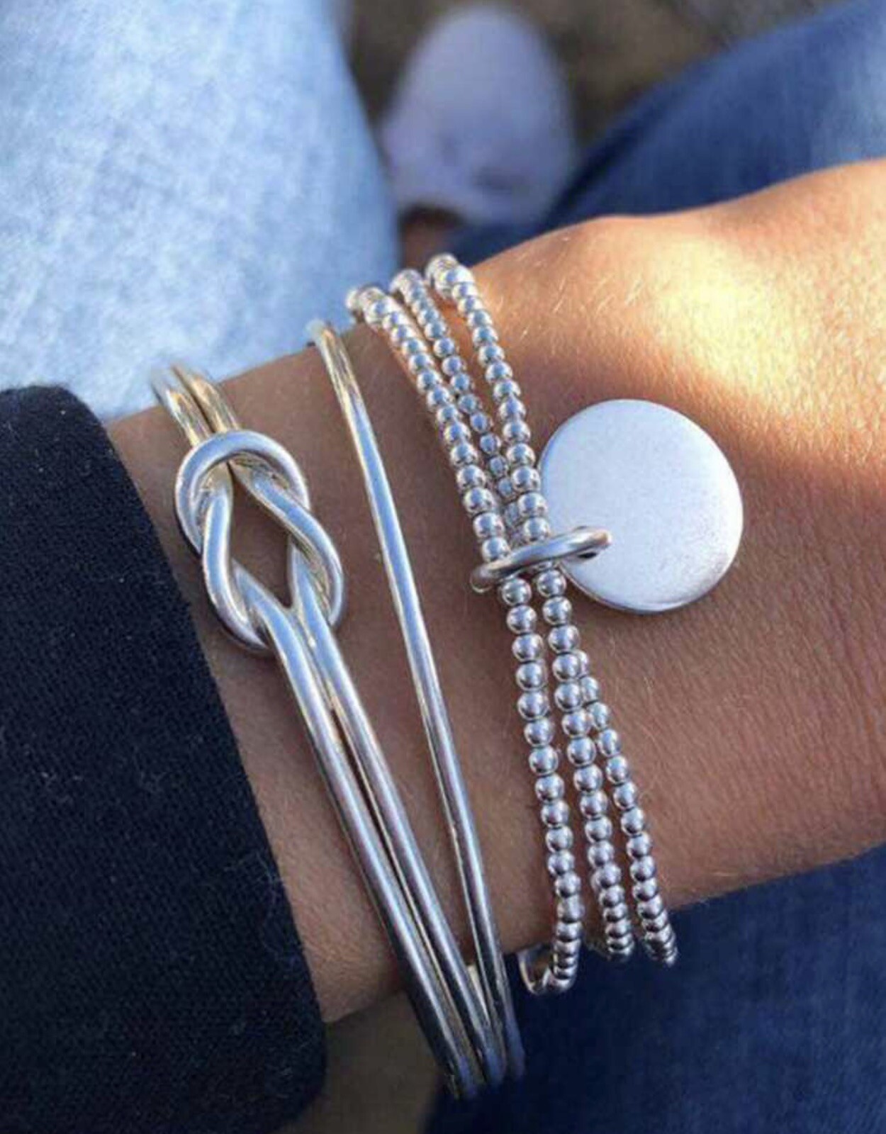 Jonc et chaine argent en acier inoxydable de qualité supérieure, bijoux raffinés