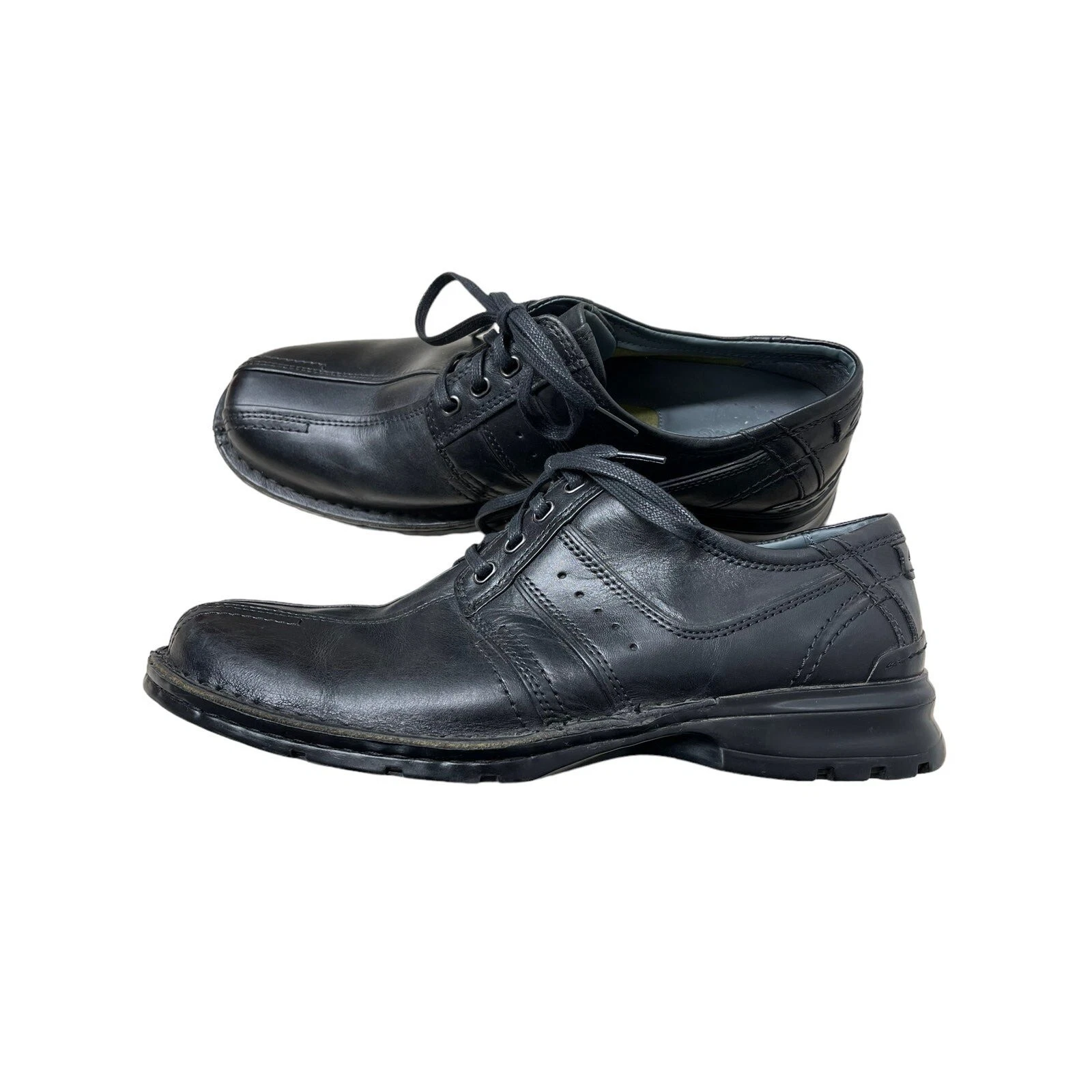 Scarpe Oxford nere da uomo Clarks taglia 11 5 US Touareg in pelle punta da bicicletta stringate