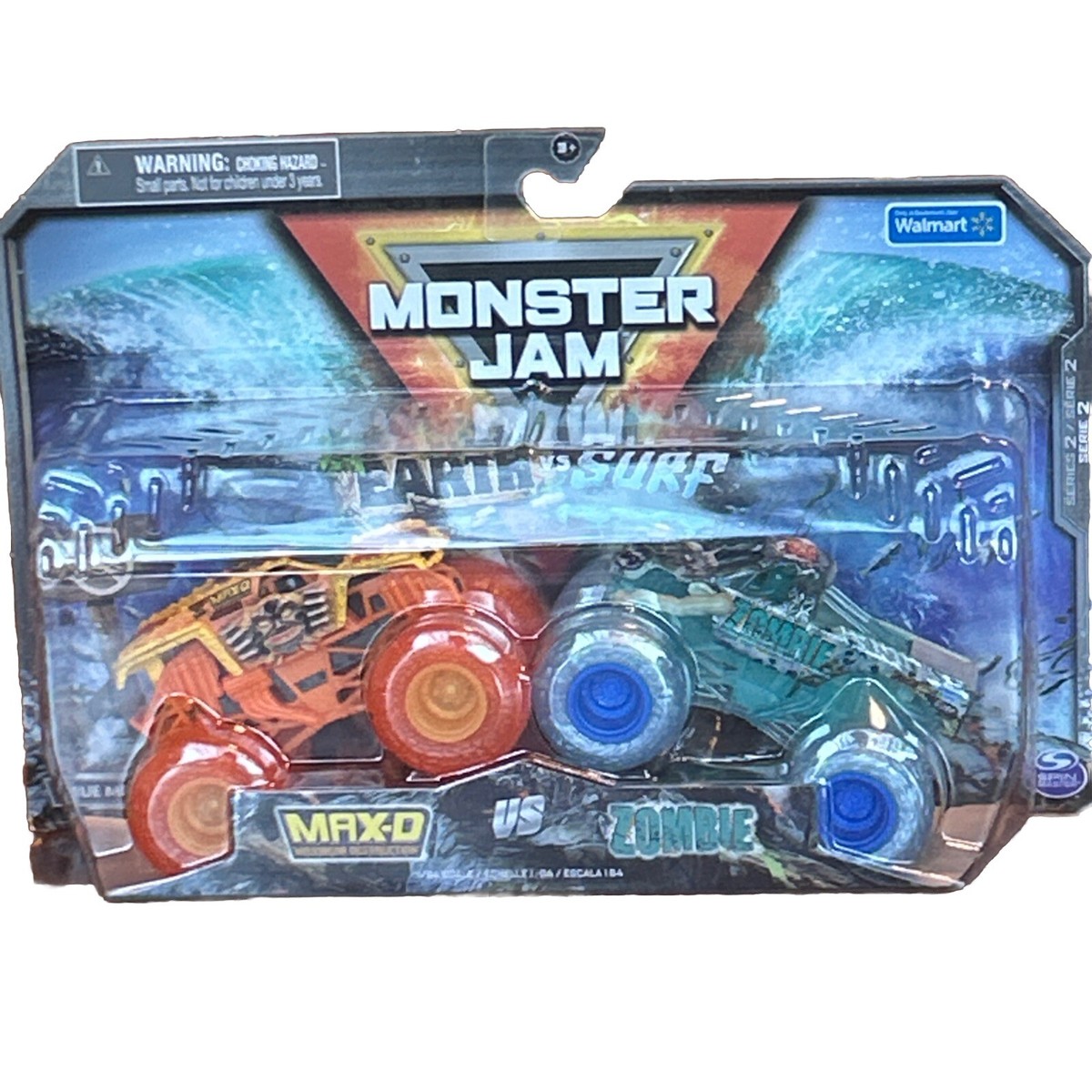 New 2021 Spin MasterMonster Jam Earth Vs Surf 2 Pack Max - D And