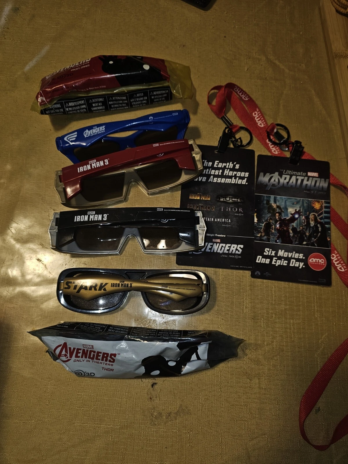 Marvel Avengers RealD 3D Glasses Marvel Comics Mixed Lot W  Lanyard Passes 2012