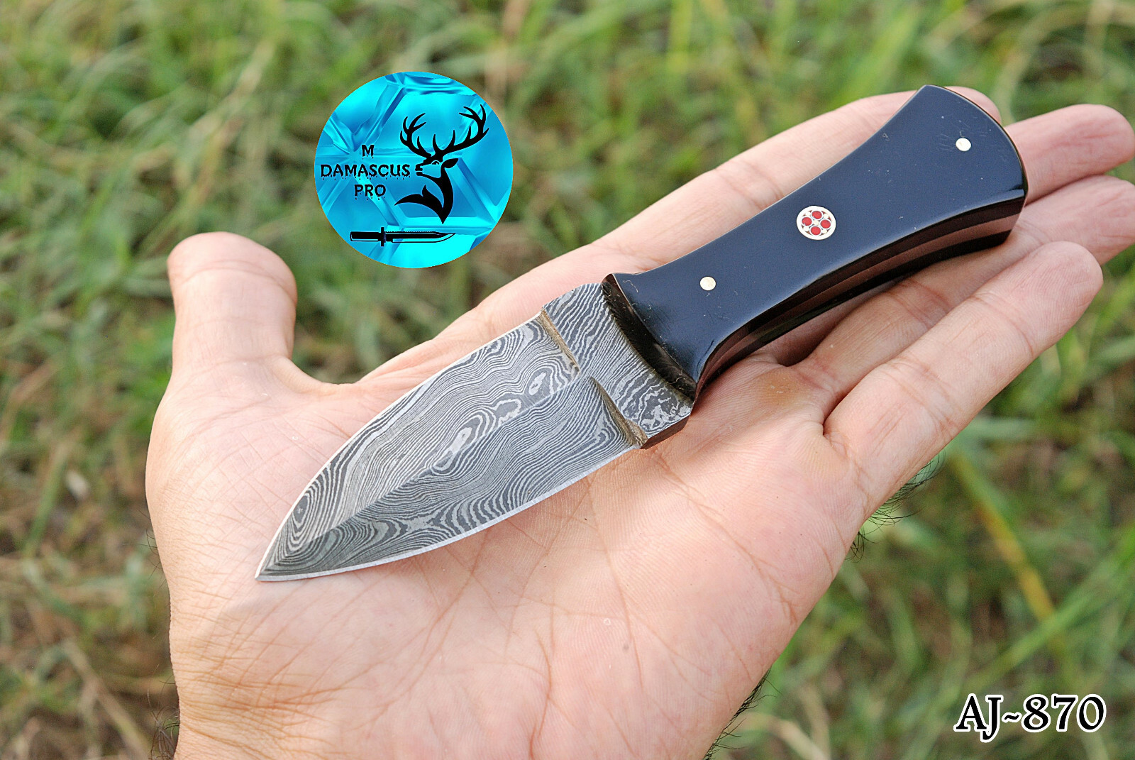 HANDMADE DAMASCUS STEEL THROWING BOOT KNIFE HUNTING CAMPING SURVIVAL EDC 870