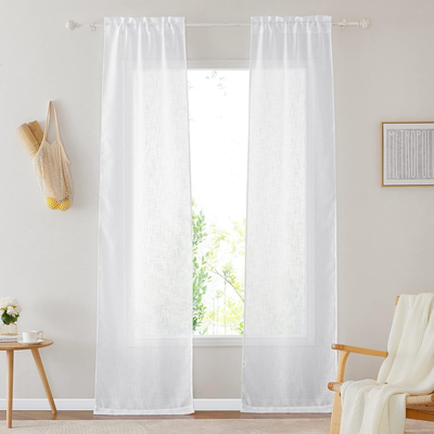 Coppia Tende A Pacchetto Regolabile - 60x240 Cm, Tessuto Semitrasparente Beige - Foto 10