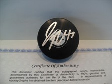 James Reimer Autographed Signed San Jose Sharks Puck COA Very Nice Silver Pen 