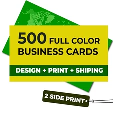 500 Custom Business Card Printing including FREE CUSTOM DESIGN & PRINT 2 Sided