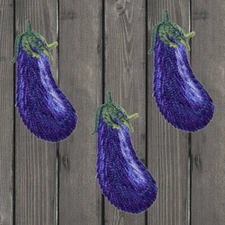 Eggplant Embroidered Patch — 3-Pack — Iron On