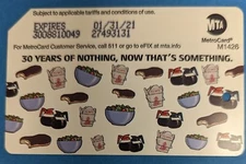 Seinfld 30 yrs of nothing Coffee pot Version,  NYC MetroCard-Expired, Mint cond
