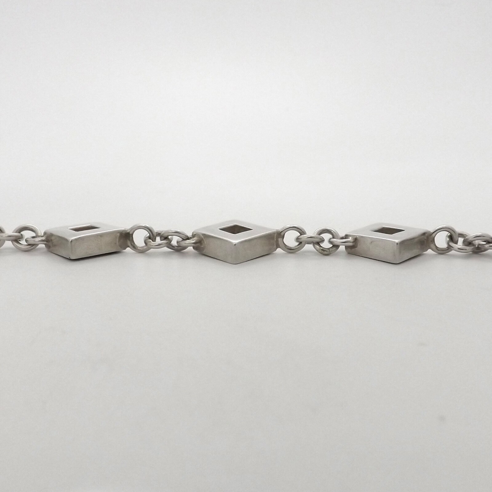 Sterling Silver Open Square Cable Link Toggle Bra… - image 4