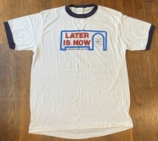 VTG Anvil Ched Ringer Tee Made in USA Size XL Clinton Power Station Later Is Now