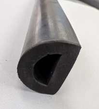 Black Hollow D Rubber D Fender Marine - 75mm Wide x 50mm High - Up to 3m Long