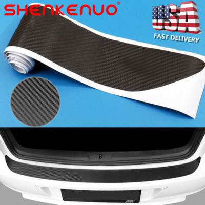 Black Sticker Rear Bumper Guard Sill Plate Trunk Protector Trim Cover For Scion