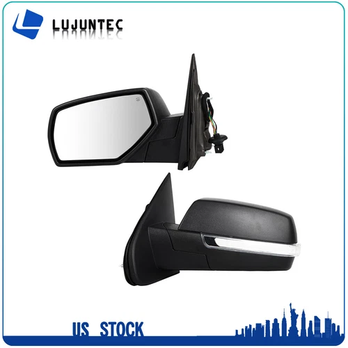 Fits 2014-2018 Silverado Sierra Smoke LED Power+Heated Tow Mirrors+Temp Sensor