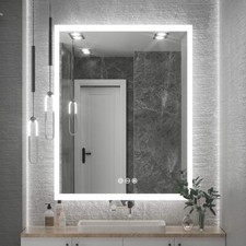Superbright LED Backlit Mirror Bathroom Anti Fog Lighted Mirror w Dimmable Touch