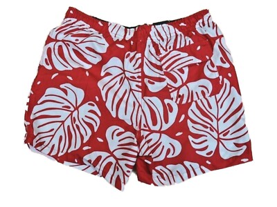 Neu M&S Collection Blattdruck rot & weiß schnell trocknende Badeshorts Gr. L Taille 36-38
