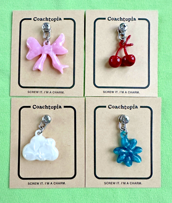 COACH COACHTOPIA BAG CHARM:NWT BOW,FLOWER,CHERRY,orCLOUD CAD23