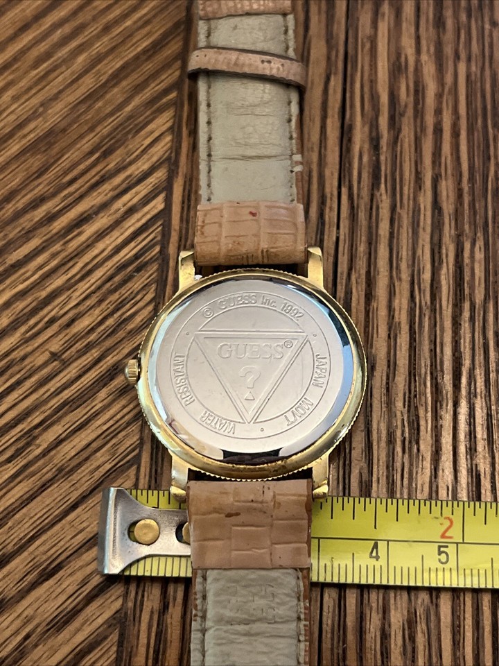 GUESS Moon Phase VTG Women’s Watch Dial Gold Tone Brown Leather 1992 No