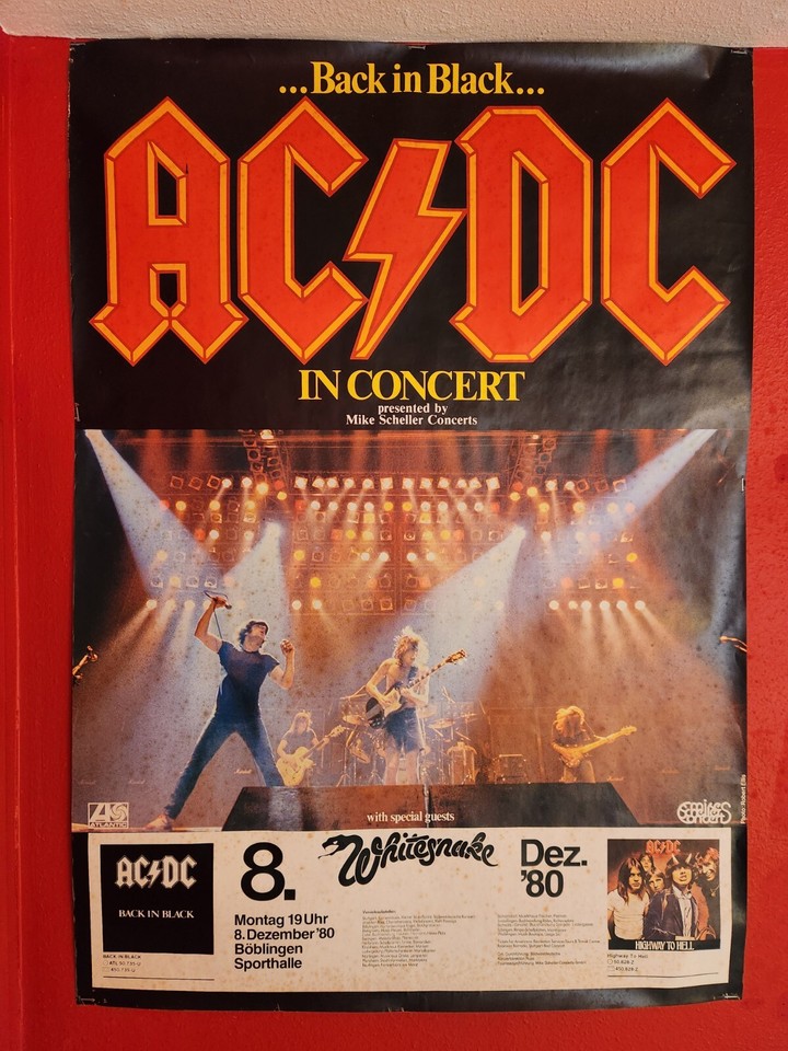 AC/DC 1980 Back In Black import tour poster! Whitesnake | eBay